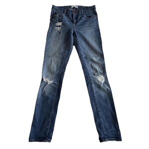 LOFT Modern Skinny Jeans Womens 27/4 Blue Medium Wash Distressed Denim 27x28.5